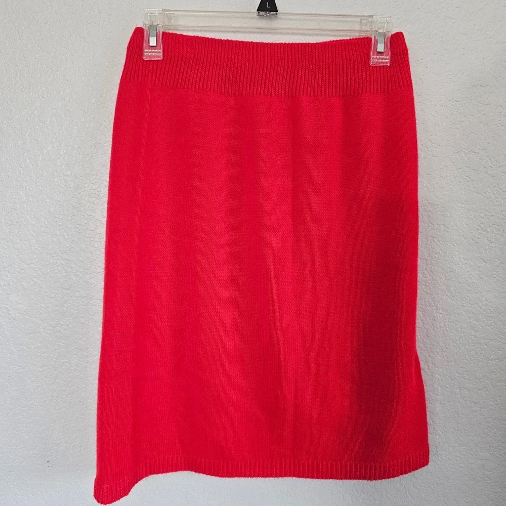 Alicia Vintage Red Knit 2 Piece Set V-Neck‎ Sweater Vest and Midi Skirt Small